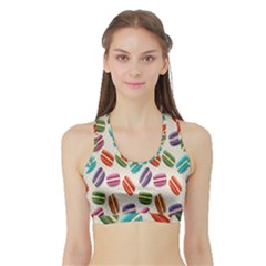 Macaron Macaroon Stylized Macaron Sports Bra With Border by Sapixe