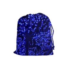 Lights Blue Tree Night Glow Drawstring Pouches (large)  by Sapixe