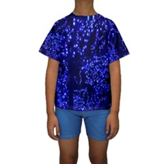 Lights Blue Tree Night Glow Kids  Short Sleeve Swimwear by Sapixe