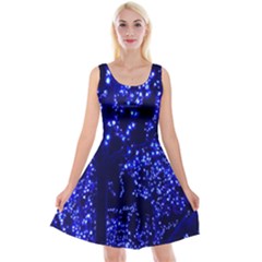 Lights Blue Tree Night Glow Reversible Velvet Sleeveless Dress by Sapixe