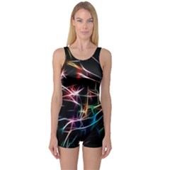 Lights Star Sky Graphic Night One Piece Boyleg Swimsuit by Sapixe