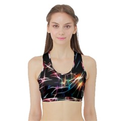 Lights Star Sky Graphic Night Sports Bra With Border by Sapixe