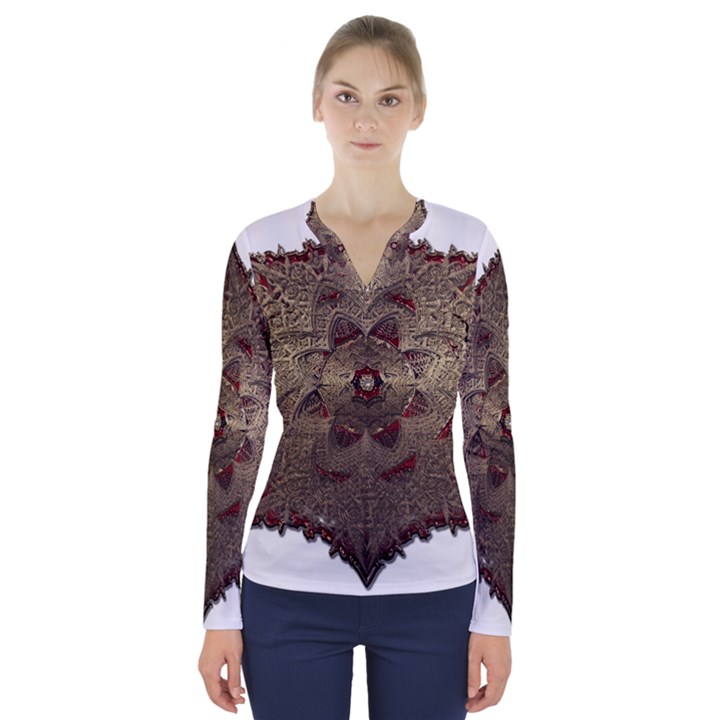 Jewelry Jewel Gem Gemstone Shine V-Neck Long Sleeve Top