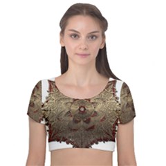 Jewelry Jewel Gem Gemstone Shine Velvet Short Sleeve Crop Top  by Sapixe