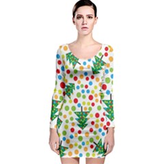 Pattern Circle Multi Color Long Sleeve Bodycon Dress by Sapixe