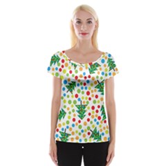 Pattern Circle Multi Color Cap Sleeve Tops by Sapixe