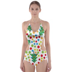 Pattern Circle Multi Color Cut-out One Piece Swimsuit by Sapixe