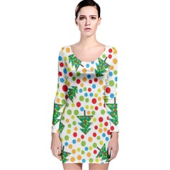 Pattern Circle Multi Color Long Sleeve Velvet Bodycon Dress by Sapixe