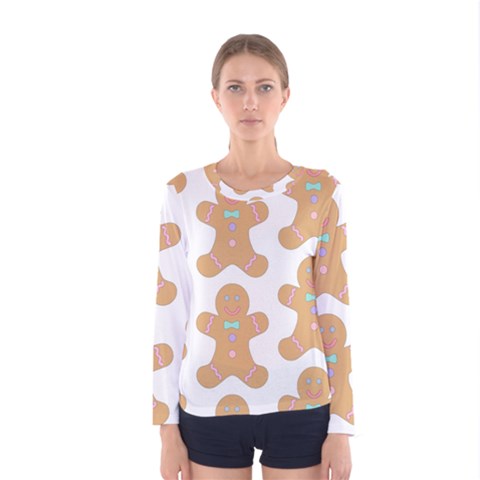 Pattern Christmas Biscuits Pastries Women s Long Sleeve Tee by Sapixe