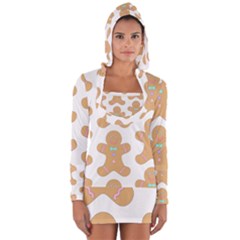 Pattern Christmas Biscuits Pastries Long Sleeve Hooded T-shirt by Sapixe