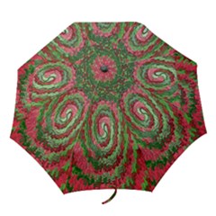 Red Green Swirl Twirl Colorful Folding Umbrellas by Sapixe