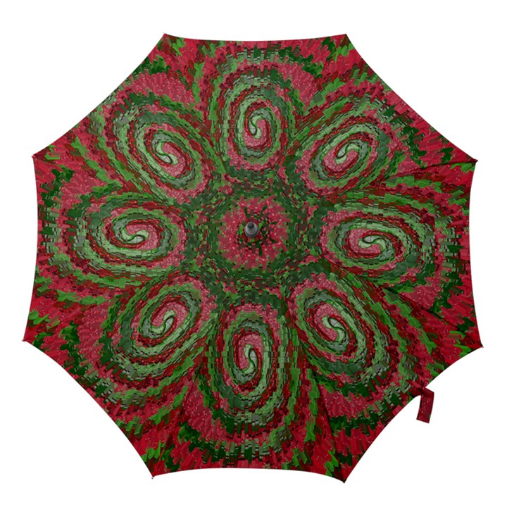 Red Green Swirl Twirl Colorful Hook Handle Umbrellas (Large)