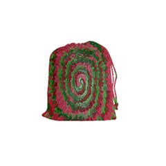 Red Green Swirl Twirl Colorful Drawstring Pouches (small)  by Sapixe