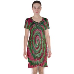 Red Green Swirl Twirl Colorful Short Sleeve Nightdress by Sapixe