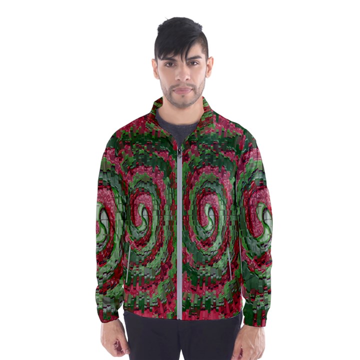 Red Green Swirl Twirl Colorful Wind Breaker (Men)