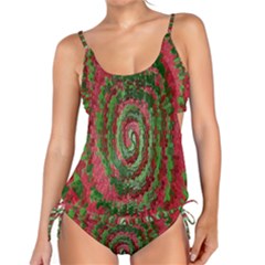 Red Green Swirl Twirl Colorful Tankini Set