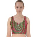 Red Green Swirl Twirl Colorful Velvet Racer Back Crop Top View1