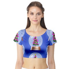 Seamless Repeat Repeating Pattern Art Short Sleeve Crop Top by Sapixe