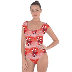 Seamless Repeat Repeating Pattern Short Sleeve Leotard  by Sapixe