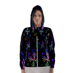 Snowflakes Snow Winter Christmas Hooded Wind Breaker (women) by Sapixe