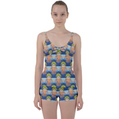 Seamless Repeat Repeating Pattern Tie Front Two Piece Tankini by Sapixe