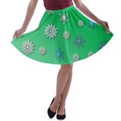 Snowflakes Winter Christmas Overlay A-line Skater Skirt by Sapixe