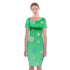 Snowflakes Winter Christmas Overlay Classic Short Sleeve Midi Dress by Sapixe