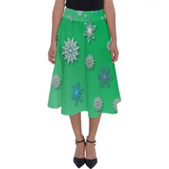 Snowflakes Winter Christmas Overlay Perfect Length Midi Skirt by Sapixe