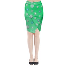 Snowflakes Winter Christmas Overlay Midi Wrap Pencil Skirt by Sapixe