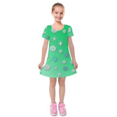 Snowflakes Winter Christmas Overlay Kids  Short Sleeve Velvet Dress by Sapixe