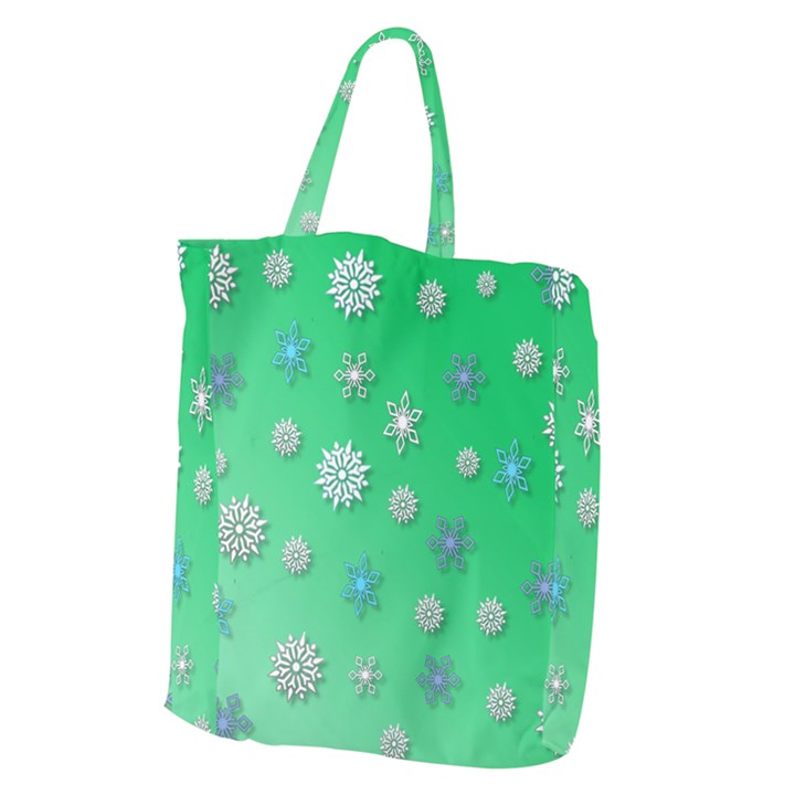 Snowflakes Winter Christmas Overlay Giant Grocery Zipper Tote