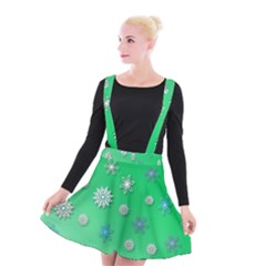 Snowflakes Winter Christmas Overlay Suspender Skater Skirt by Sapixe