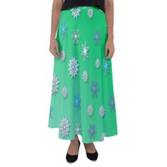 Snowflakes Winter Christmas Overlay Flared Maxi Skirt by Sapixe