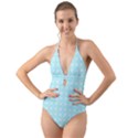 Snowflakes Paper Christmas Paper Halter Cut-Out One Piece Swimsuit View1