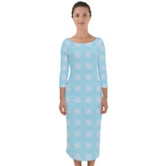 Snowflakes Paper Christmas Paper Quarter Sleeve Midi Bodycon Dress by Sapixe