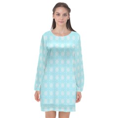 Snowflakes Paper Christmas Paper Long Sleeve Chiffon Shift Dress  by Sapixe