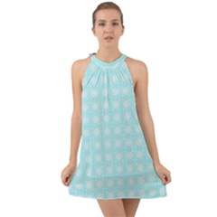 Snowflakes Paper Christmas Paper Halter Tie Back Chiffon Dress by Sapixe