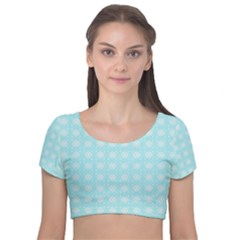 Snowflakes Paper Christmas Paper Velvet Short Sleeve Crop Top  by Sapixe