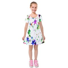 Star Abstract Advent Christmas Kids  Short Sleeve Velvet Dress by Sapixe