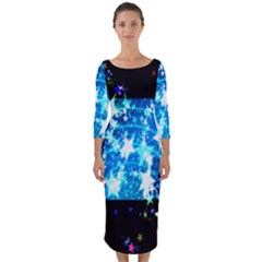 Star Abstract Background Pattern Quarter Sleeve Midi Bodycon Dress