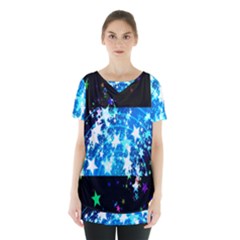 Star Abstract Background Pattern Skirt Hem Sports Top