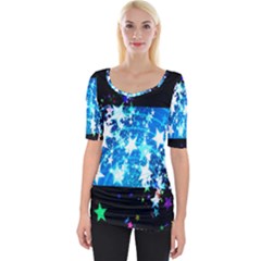 Star Abstract Background Pattern Wide Neckline Tee