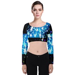 Star Abstract Background Pattern Velvet Crop Top