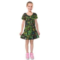 Star Abstract Advent Christmas Kids  Short Sleeve Velvet Dress by Sapixe