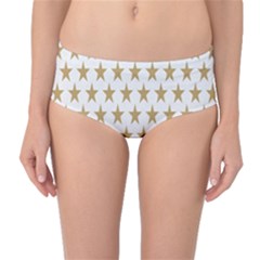 Star Background Gold White Mid-waist Bikini Bottoms by Sapixe