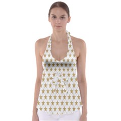 Star Background Gold White Babydoll Tankini Top by Sapixe