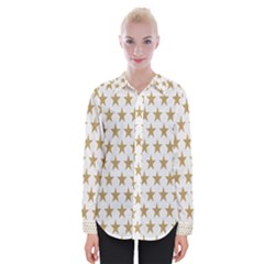 Star Background Gold White Womens Long Sleeve Shirt