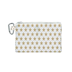 Star Background Gold White Canvas Cosmetic Bag (small)