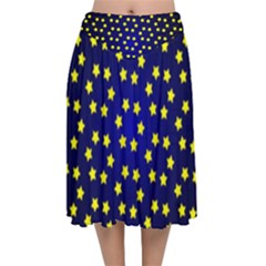 Star Christmas Red Yellow Velvet Flared Midi Skirt by Sapixe