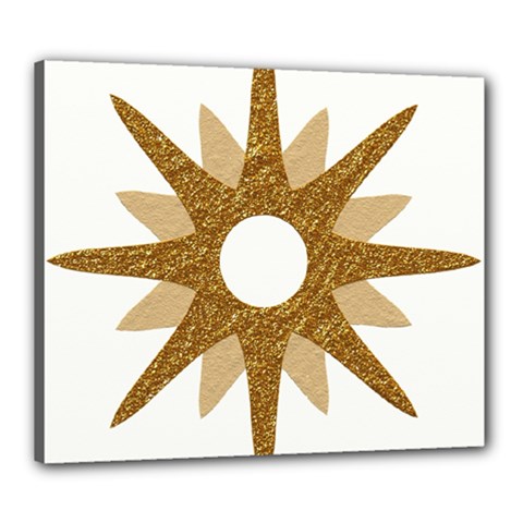 Star Golden Glittering Yellow Rays Canvas 24  X 20  by Sapixe